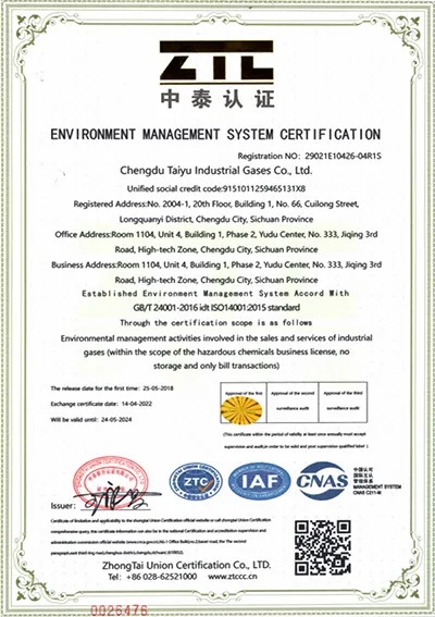 Certificación del sistema de gestión ambiental ISO 14001